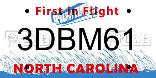 3DBM61 North Carolina License Plate
