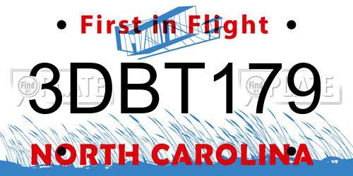 3DBT179 North Carolina License Plate