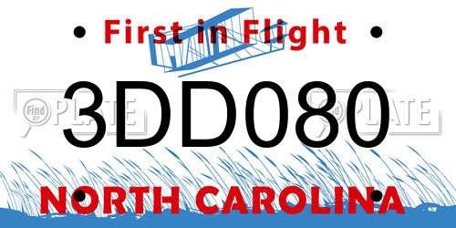 3DD080 North Carolina License Plate