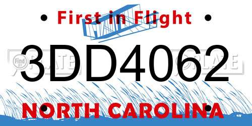 3DD4062 North Carolina License Plate