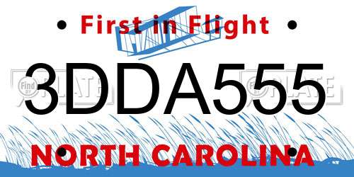 3DDA555 North Carolina License Plate
