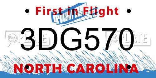 3DG570 North Carolina License Plate