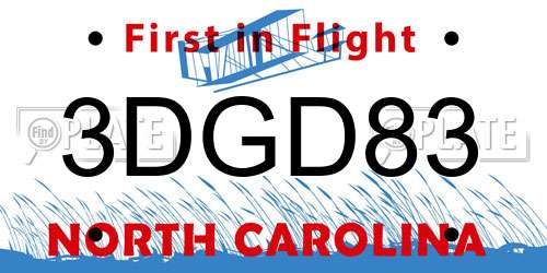 3DGD83 North Carolina License Plate
