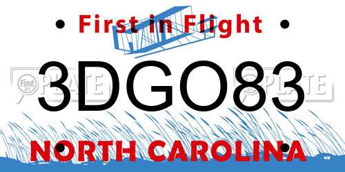 3DGO83 North Carolina License Plate