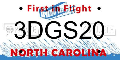 3DGS20 North Carolina License Plate