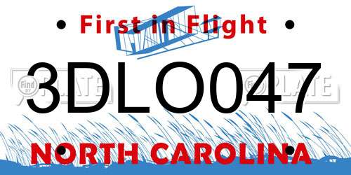 3DLO047 North Carolina License Plate
