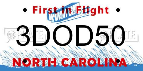 3DOD50 North Carolina License Plate