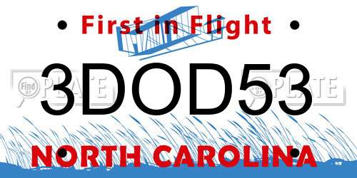 3DOD53 North Carolina License Plate