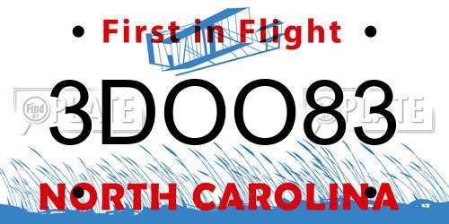 3DOO83 North Carolina License Plate