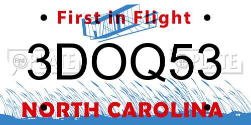 3DOQ53 North Carolina License Plate