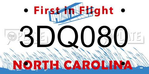 3DQ080 North Carolina License Plate