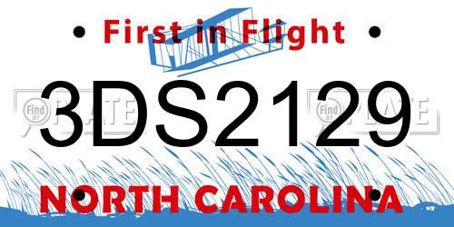3DS2129 North Carolina License Plate