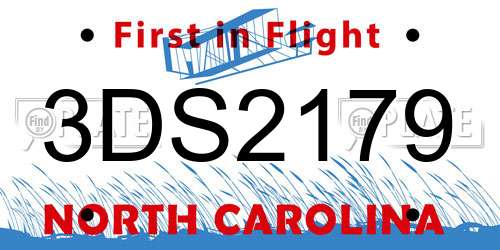 3DS2179 North Carolina License Plate