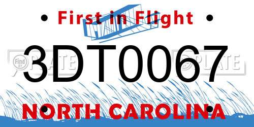 3DT0067 North Carolina License Plate