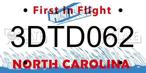 3DTD062 North Carolina License Plate