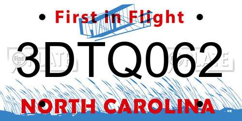 3DTQ062 North Carolina License Plate
