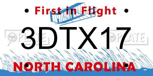 3DTX17 North Carolina License Plate