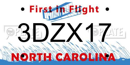 3DZX17 North Carolina License Plate