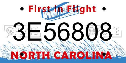3E56808 North Carolina License Plate