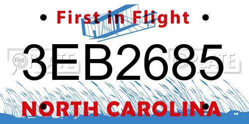 3EB2685 North Carolina License Plate