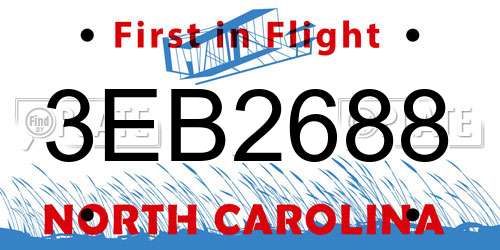 3EB2688 North Carolina License Plate