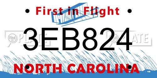 3EB824 North Carolina License Plate