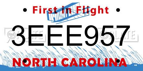 3EEE957 North Carolina License Plate