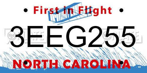 3EEG255 North Carolina License Plate