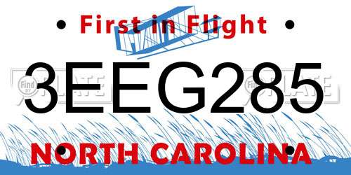 3EEG285 North Carolina License Plate