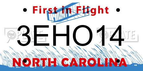 3EHO14 North Carolina License Plate