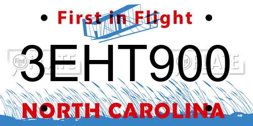 3EHT900 North Carolina License Plate