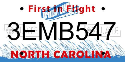 3EMB547 North Carolina License Plate