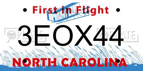 3EOX44 North Carolina License Plate