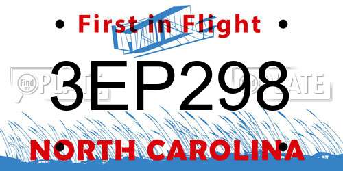 3EP298 North Carolina License Plate