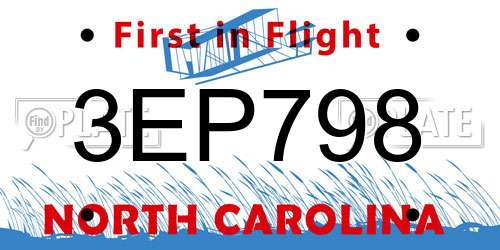 3EP798 North Carolina License Plate