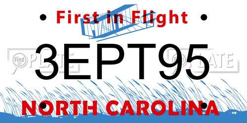 3EPT95 North Carolina License Plate