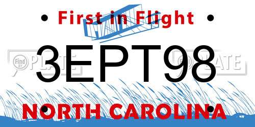 3EPT98 North Carolina License Plate
