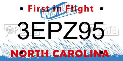 3EPZ95 North Carolina License Plate