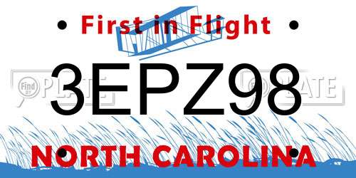 3EPZ98 North Carolina License Plate