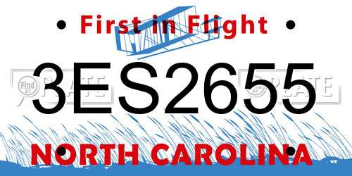 3ES2655 North Carolina License Plate