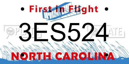 3ES524 North Carolina License Plate