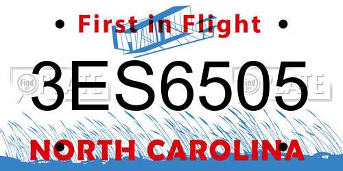 3ES6505 North Carolina License Plate
