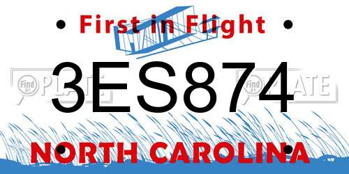 3ES874 North Carolina License Plate