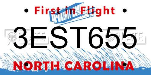 3EST655 North Carolina License Plate
