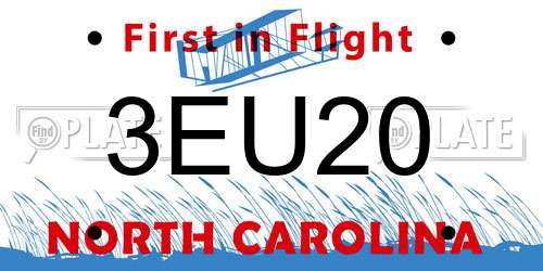3EU20 North Carolina License Plate