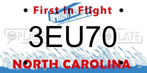 3EU70 North Carolina License Plate