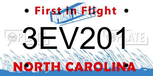 3EV201 North Carolina License Plate