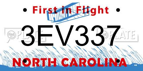 3EV337 North Carolina License Plate