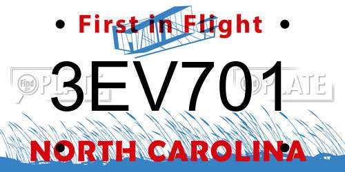 3EV701 North Carolina License Plate