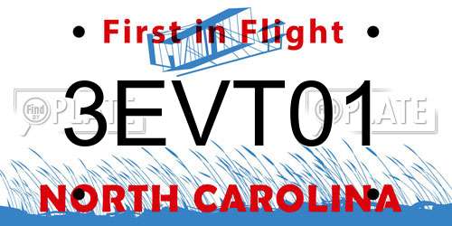 3EVT01 North Carolina License Plate